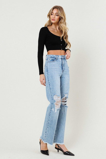 Distressed Wide Leg