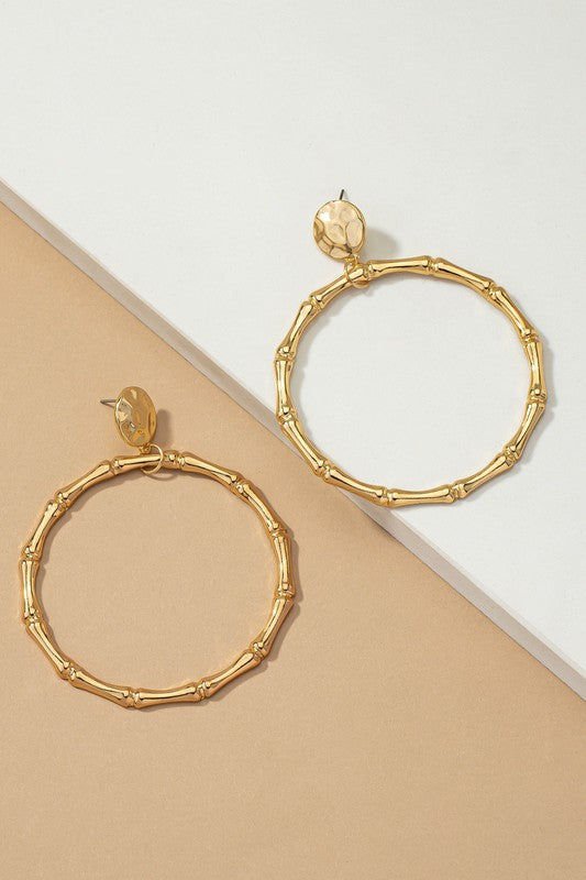 Large Gold Bamboo Hoop Earrings