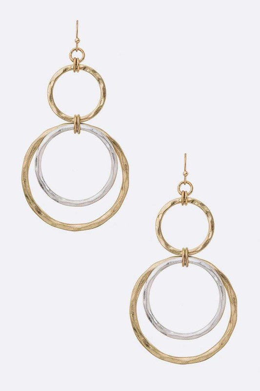 Mix Tone Ring Drop Earrings