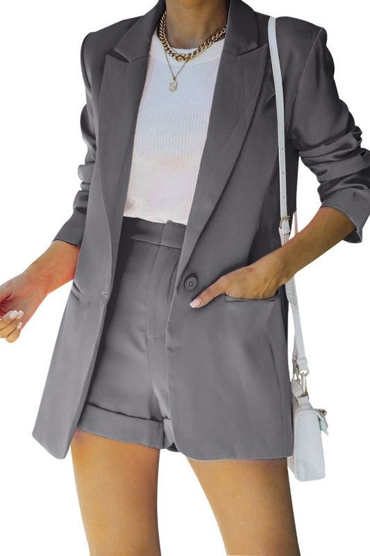 Two Piece Blazer a& Shorts Set