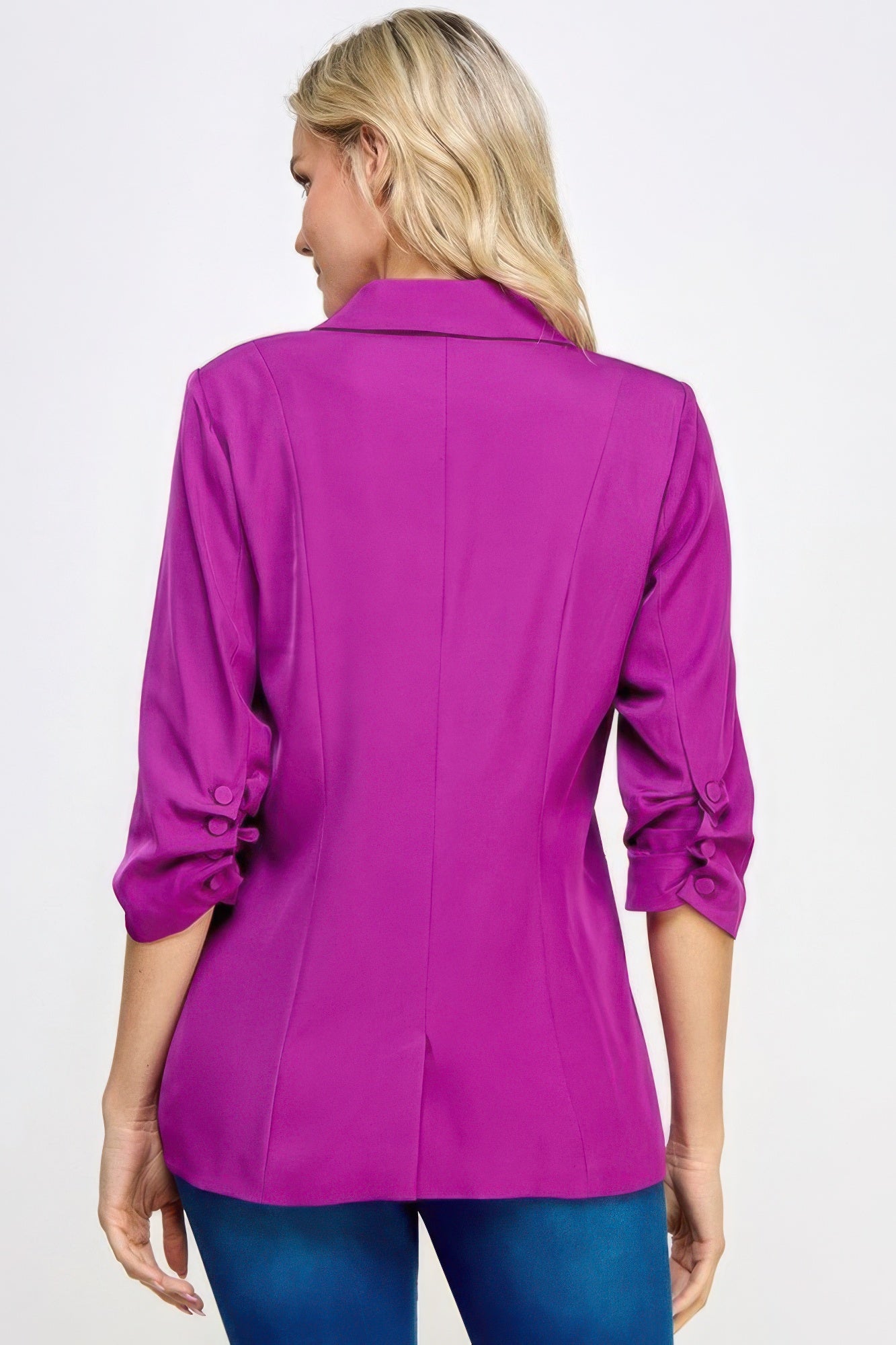 Buttoned 3/4 Sleeve Blazer