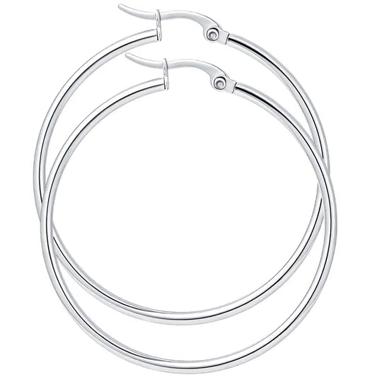 Stainless Steel Silver Hoop Earrings