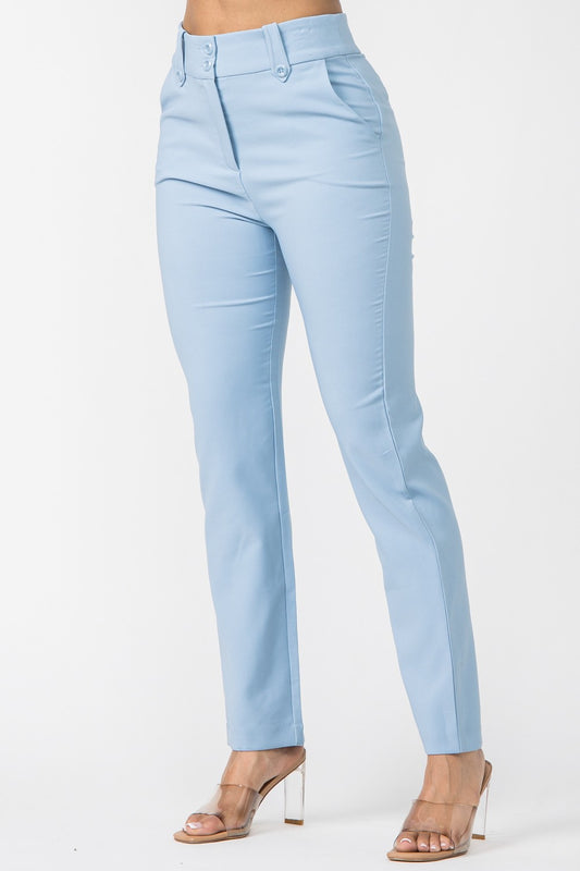 Knit Hi-Waist Pants With Side Pockets